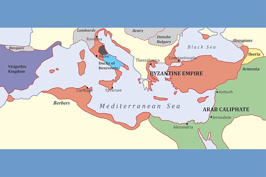 mapa antiguo del imperio bizantino en colores vibrantes