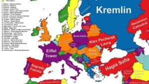 mapa de europa con destinos turisticos destacados