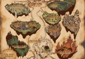 mapa de los nueve mundos nordicos