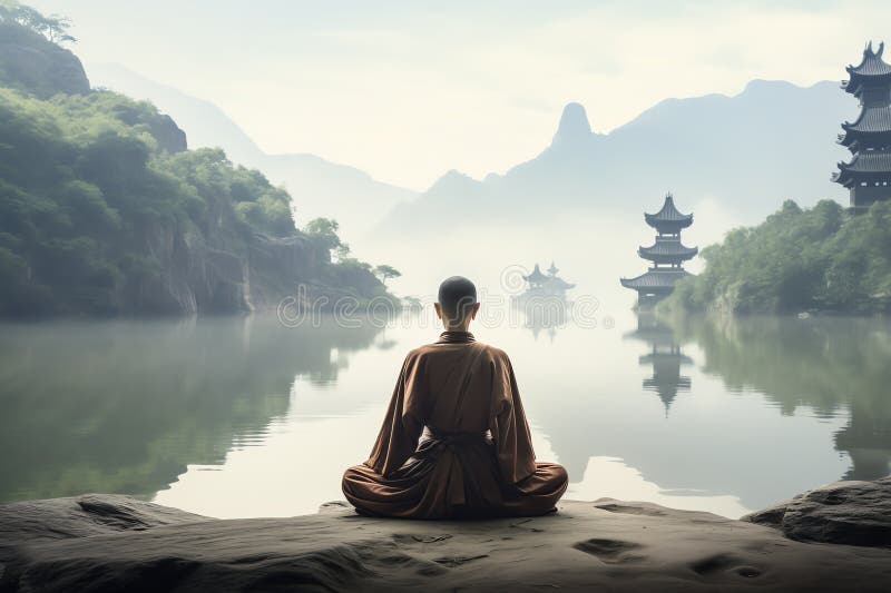 En qué consiste la religión china fundada por Lao Tzu y sus enseñanzas 35 paisaje sereno con un monje taoista meditando