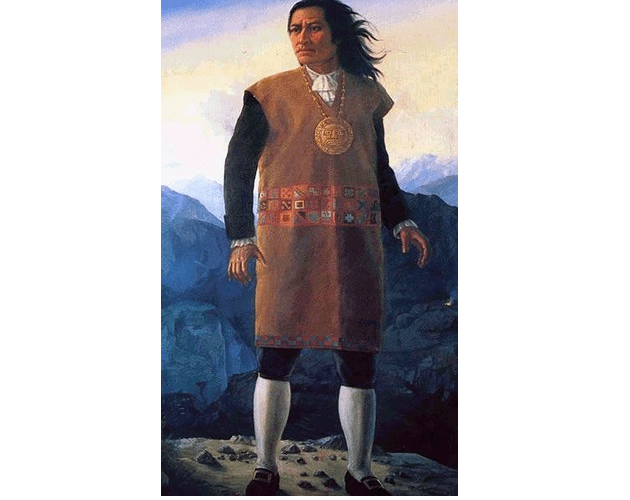 retrato de tupac amaru ii en un paisaje andino