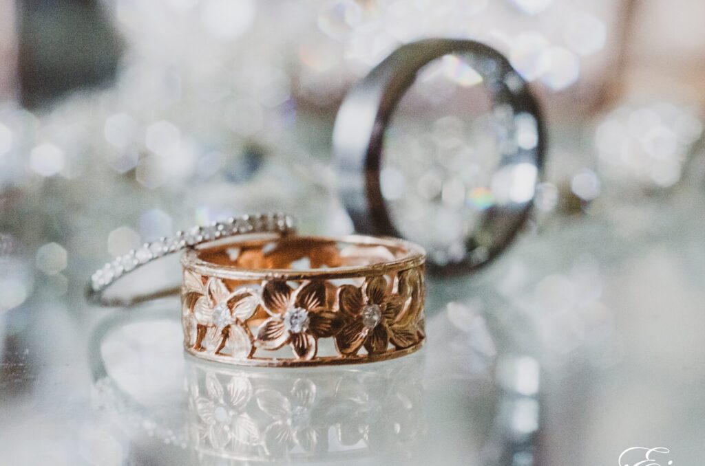 wedding rings with intricate metal symbolism